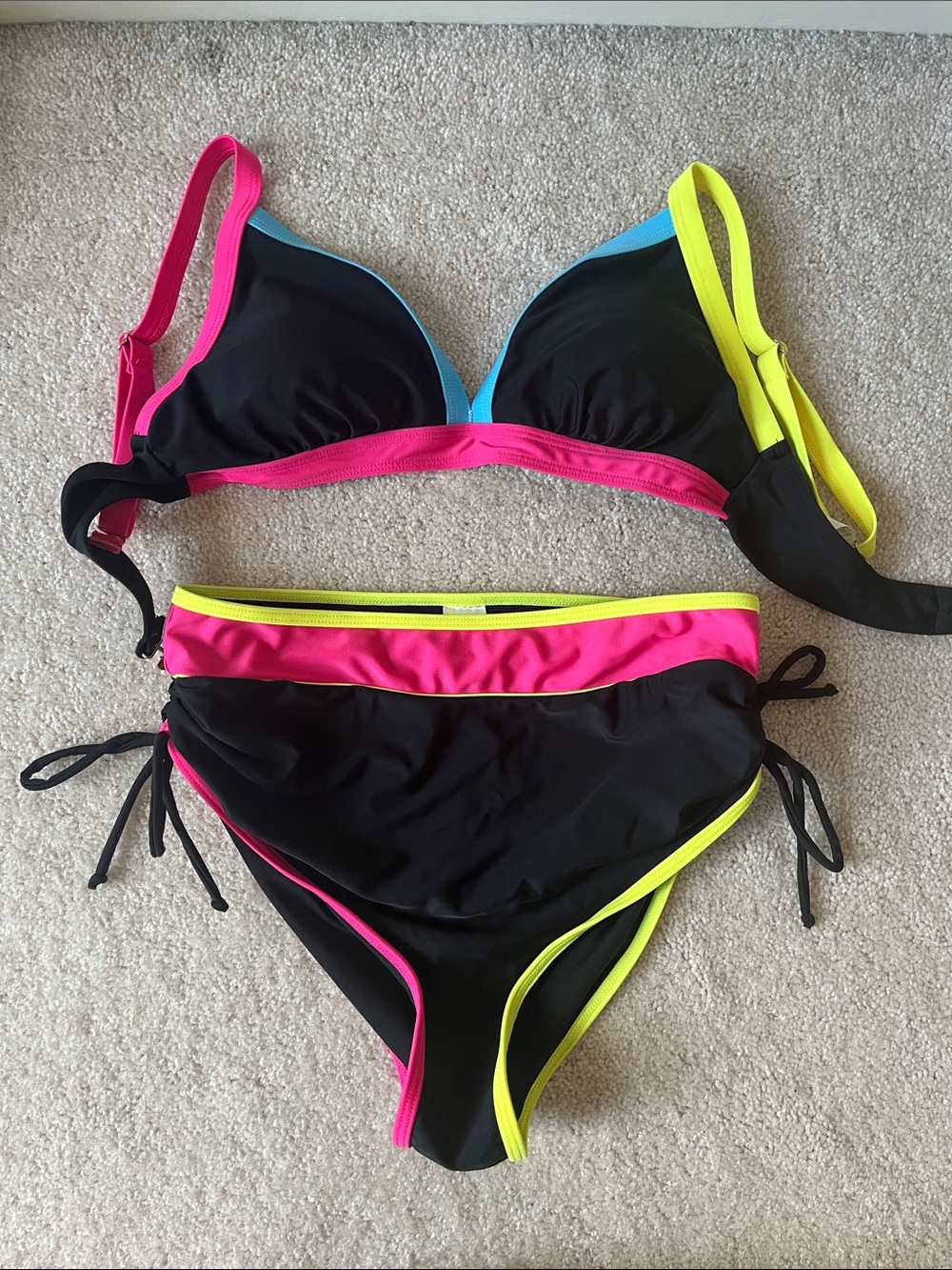 Bright multicolor high waist bikini